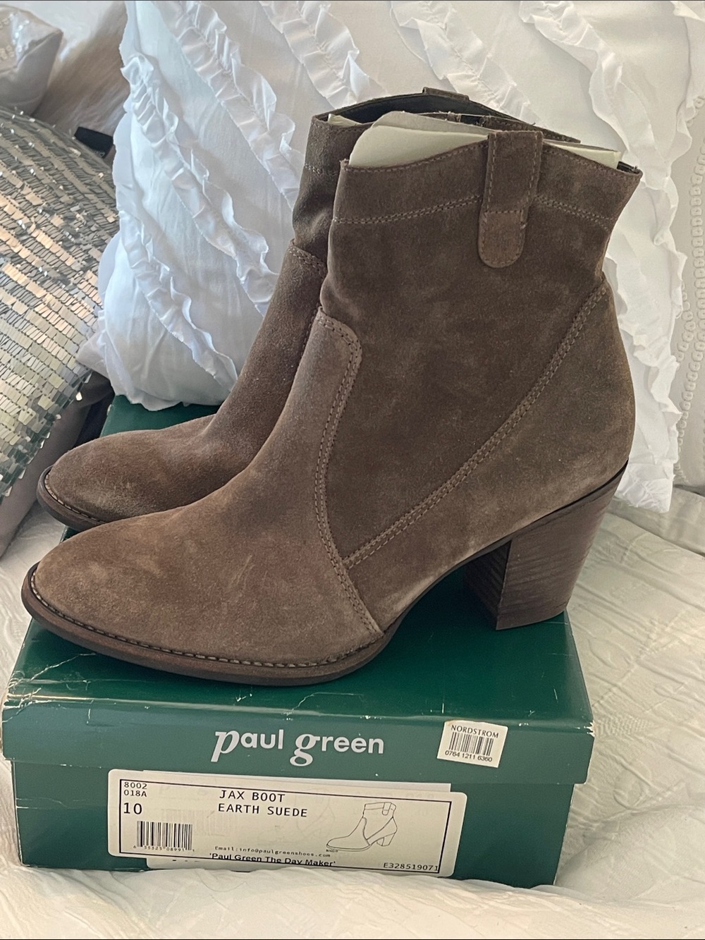 Paul Green Jax Earth Suede Boots, size 10